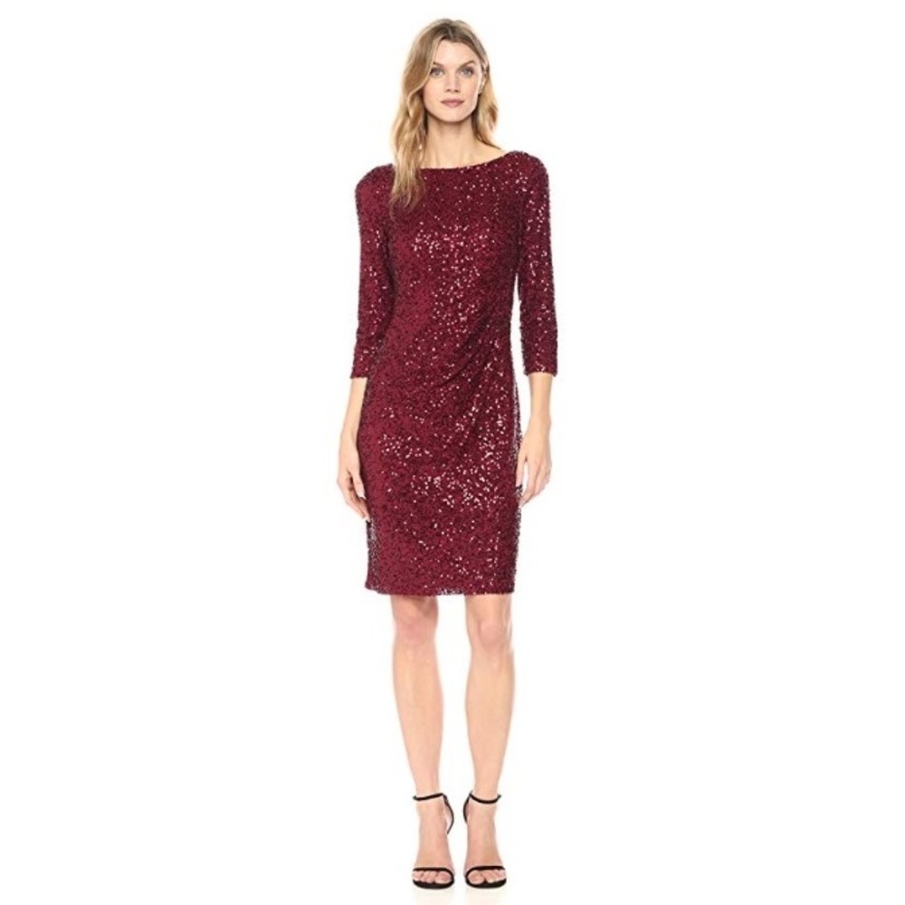 Jessica Howard Women's 3/4 Sleeve Sequin Shift